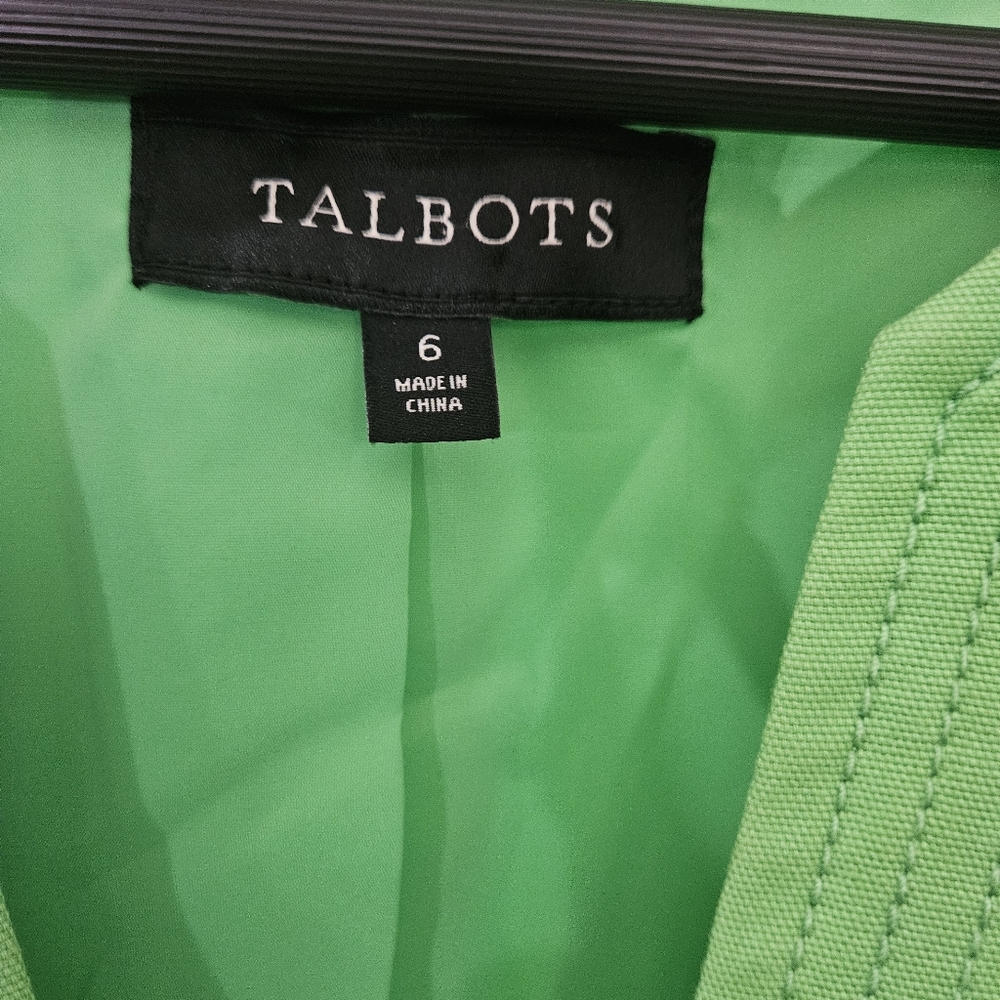 Talbots Lime Green Spring Single Button Collarles… - image 4